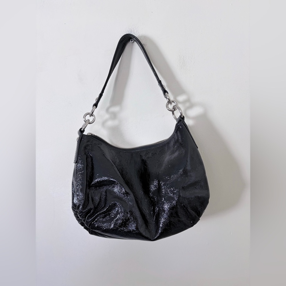 Vintage Y2K Coach mini Hobo Bag Soho Hobo Crescent Satchel Black Patent Leather - Picture 6 of 7